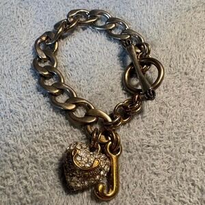 Y2K heart charm Juicy COUTOURE bracelet with gold tone clasp